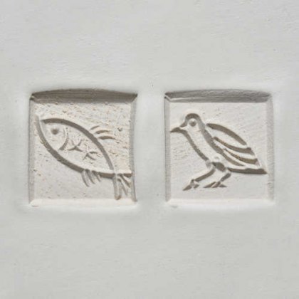 MKM Medium Square Double Ended Fish & Bird Stamp SSM-008