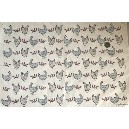 Chickens Underglaze Transfer Sheet - Black-Red-Blue
