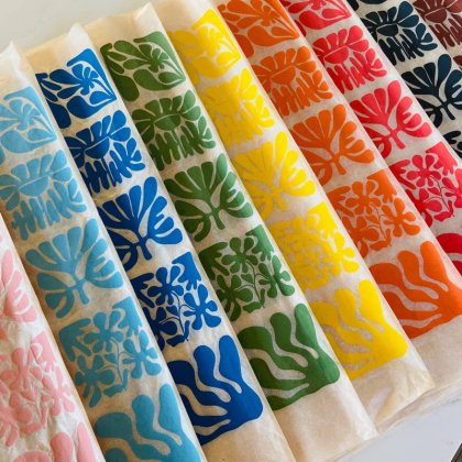 Wood Block Flowers Underglaze Transfer Sheet Wood Block Flowers Underglaze Transfer Sheet