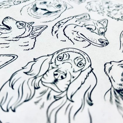 Dogs Underglaze Transfer Sheet
