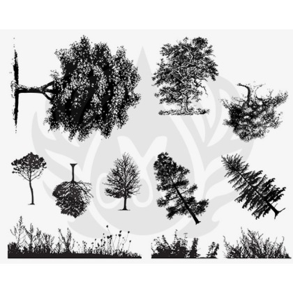 Designer Silkscreen Botanical Trees & Grass Designer Silkscreen Botanical Trees & Grass