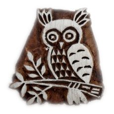 Medium Wooden Owl On Branch Stamp No.04