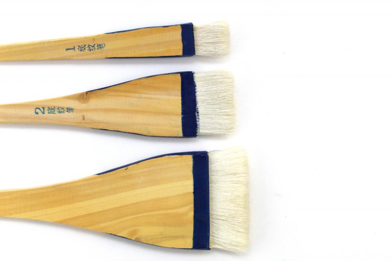 Set Of Three Budget Flat Hake Pottery Brushes