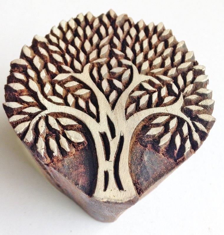 Medium Indian Tree Wooden Clay Stamp No.207
