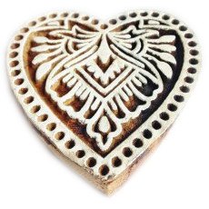 Medium Indian Heart Wooden Clay Stamp No.208