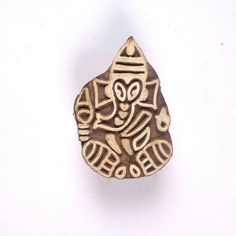 Small Ganesh Wooden Clay Stamp No.479