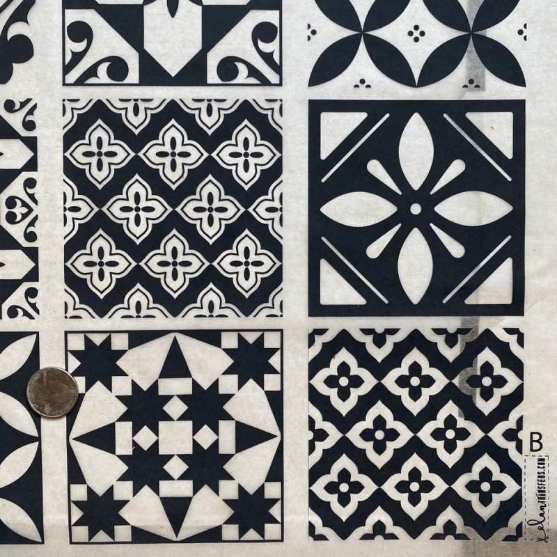 Moroccan Tiles B Underglaze Transfer Sheet - Black Moroccan Tiles B Underglaze Transfer Sheet - Black