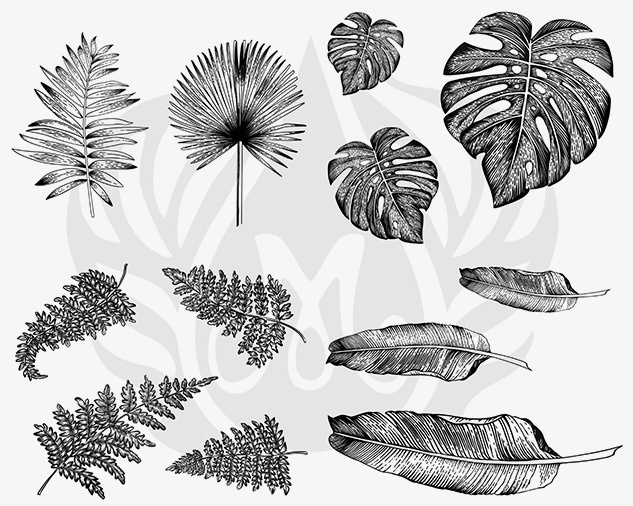 Designer Silkscreen Tropical Leaves Designer Silkscreen Tropical Leaves